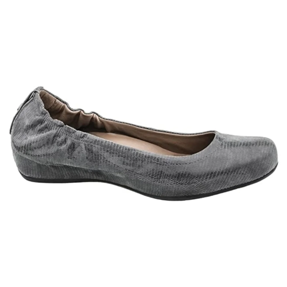 Earthies Ballet Flats Women Textured Snakeskin Comfort Pewter Gray 10M